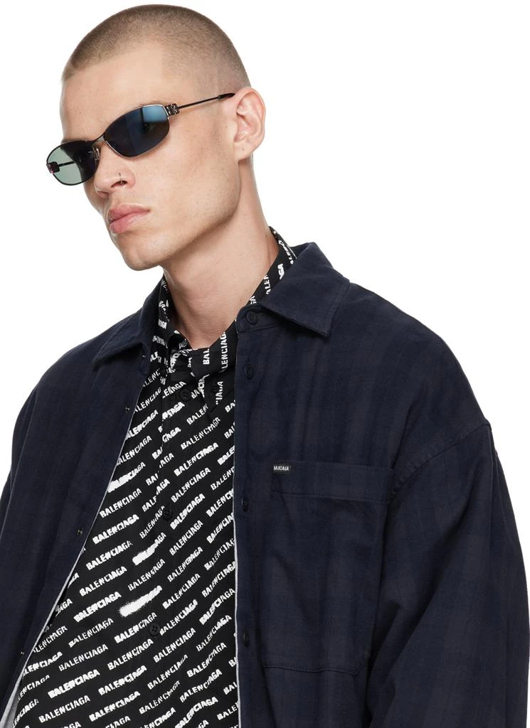 Balenciaga Gunmetal Mercury Oval Sunglasses 4