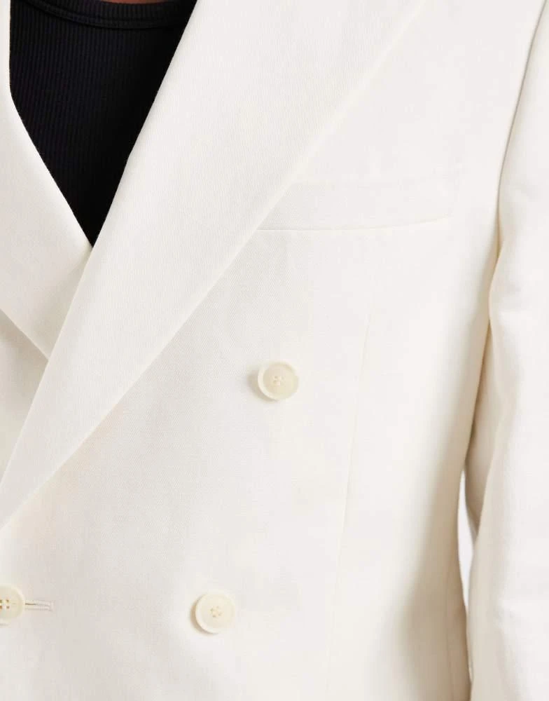 ASOS ASOS DESIGN mix 
match linen rich slim double breasted suit jacket in cream 3