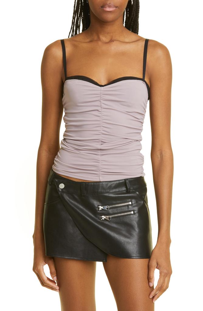 Miaou Renzo Ruched Mesh Tube Top