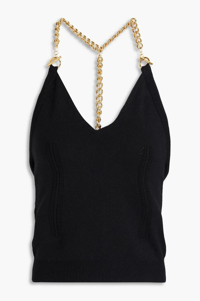 Moschino Chain-embellished wool halterneck top 1