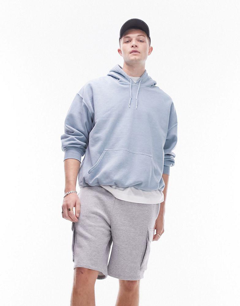 Topman Topman vintage wash hoodie in light blue