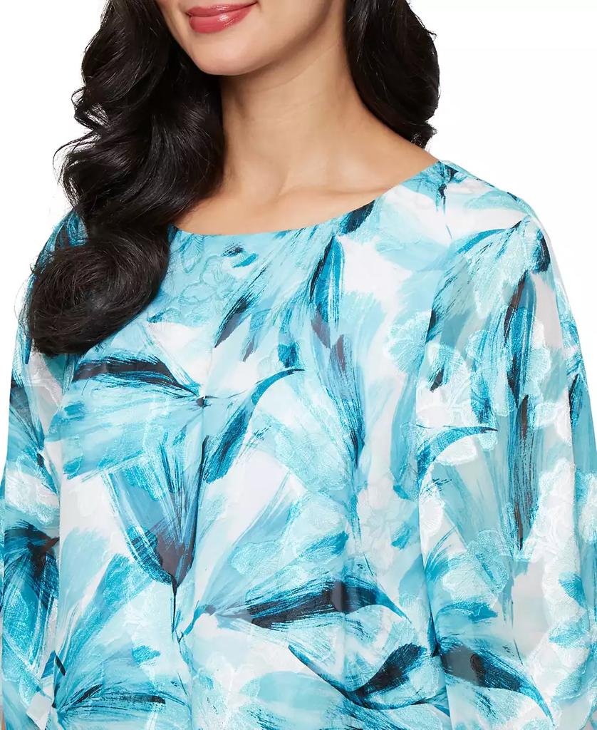 Alex Evenings Petite 3/4-Sleeve V-Hem Burnout Blouse
