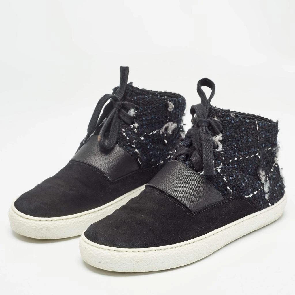Chanel Chanel Black Suede and Tweed High Sneakers Size 41 2