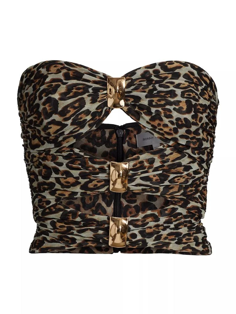 Ronny Kobo Dressler Leopard Cut-Out Strapless Top 1