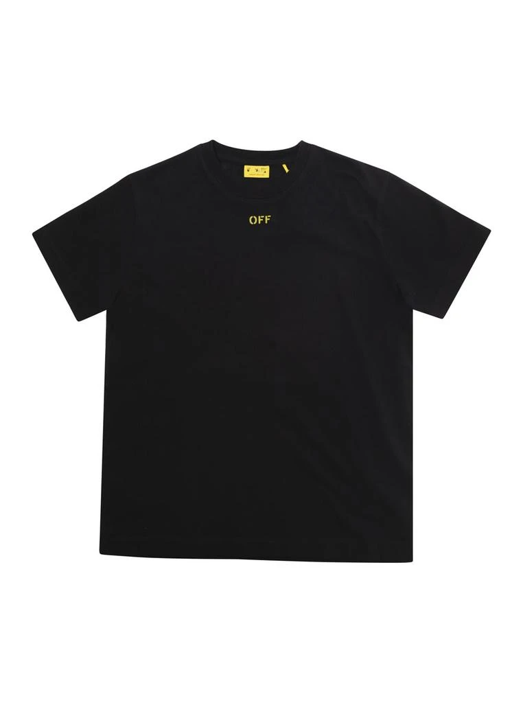 Off-White Black T-shirt With Logo And Stitched Arrow Print In Cotton Boy 1