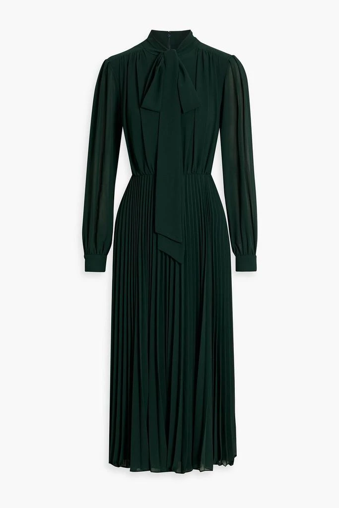 MIKAEL AGHAL Pussy-bow pleated  crepe midi dress 1