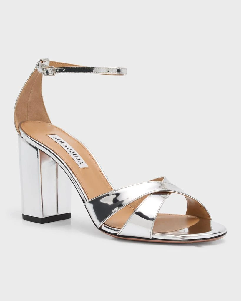 Aquazzura Divine Metallic Crisscross Ankle-Strap Sandals 3