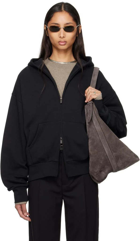 Essentials Black Classic Full Zip-Up Hoodie 1