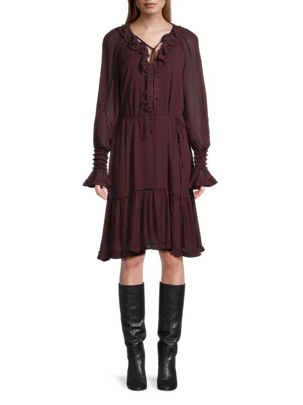 pink dress long sleeve Valina | PINK Ruched Asymmetric Maxi Dress With Drape