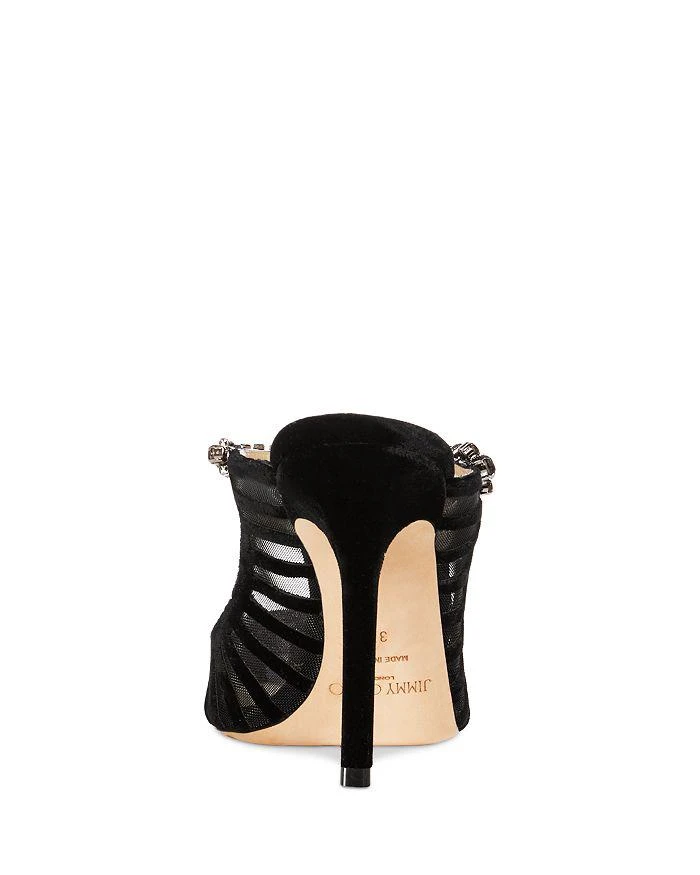 Jimmy Choo Women's Bing 100 Embellished Velvet Cage High Heel Mules 5