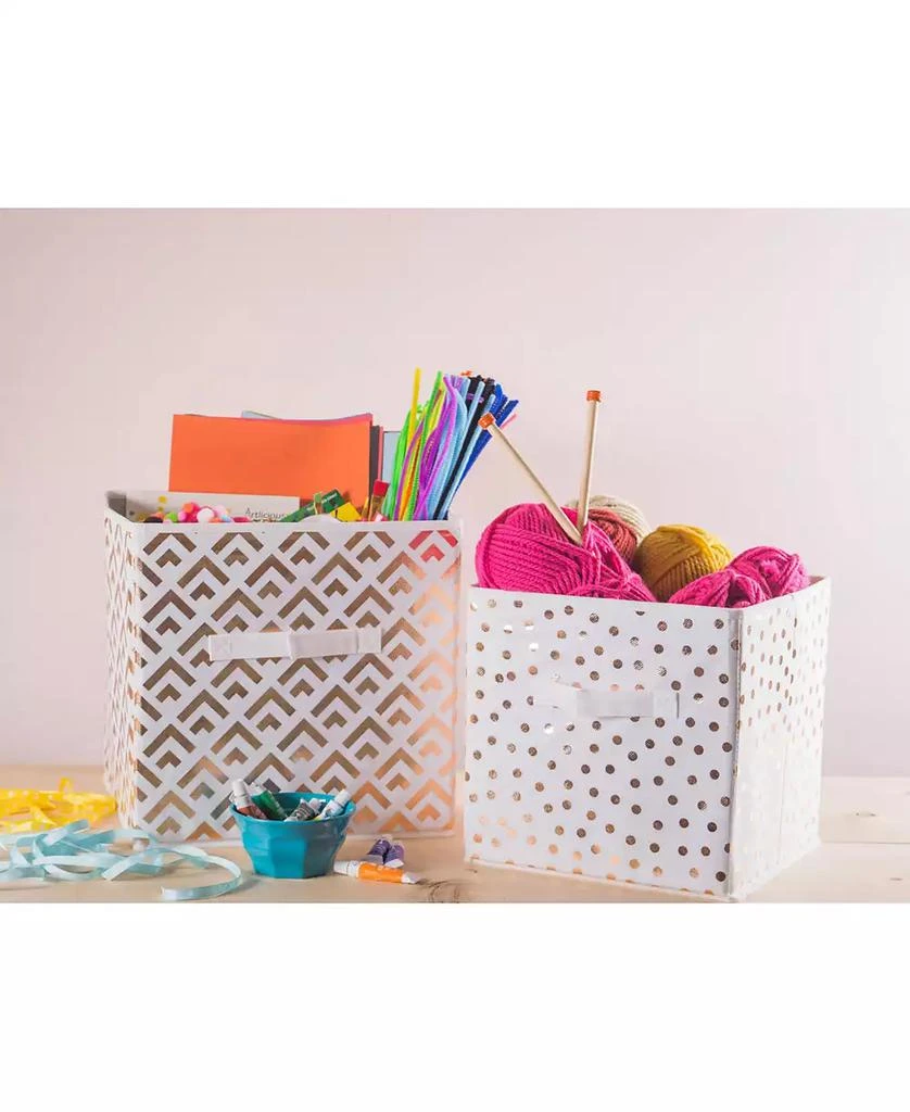 Design Imports Non-woven Polyester Cube Small Dots Set of 2 9