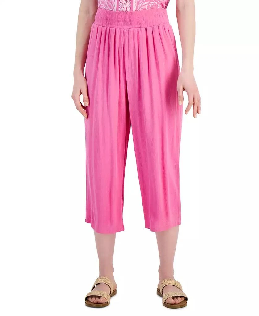 JM Collection Women's Metallic Gauze Pull-On Capri Pants, Created for Macy's 1