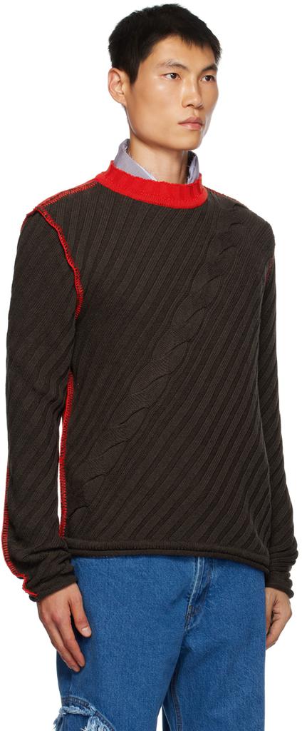 Edward Cuming Brown & Red Contrast Sweater