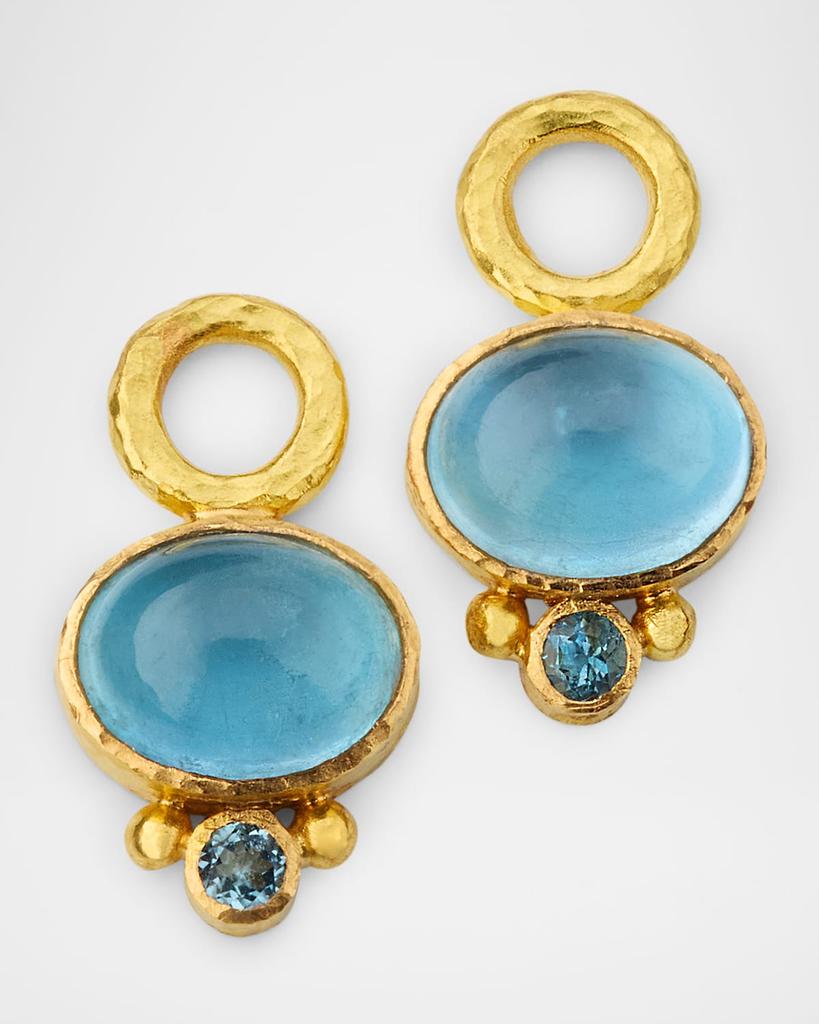 Elizabeth Locke 19K Yellow Gold Aquamarine Cabochon Earring Charms