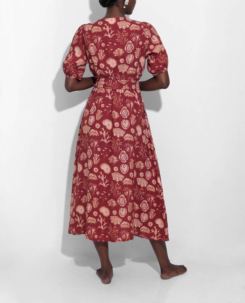 Carolina K Florita Midi Dress In Corals Burgundy