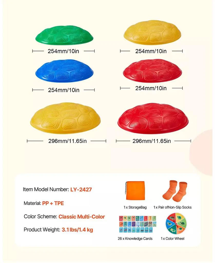 SUGIFT 6-PC Turtle Balance Stepping Stones for Sensory Play, 220 lb Rated 4