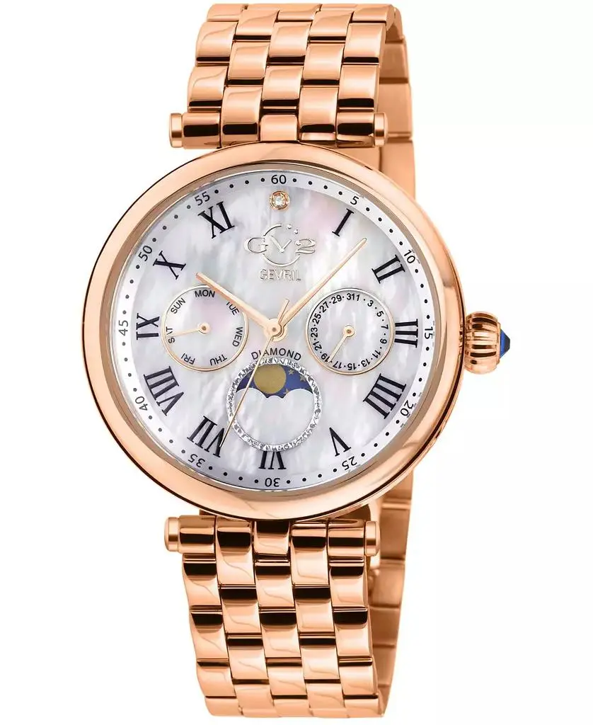 Gevril Women's Florence Swiss Quartz Diamond IP Stainless Steel Bracelet Watch