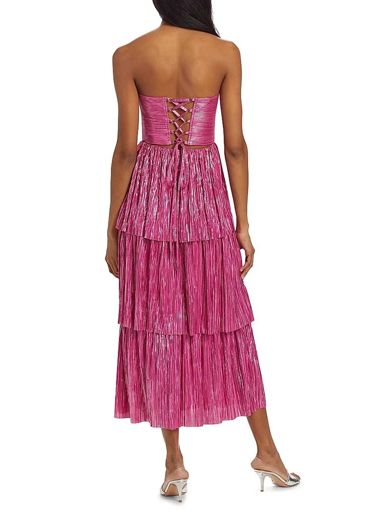 Sabina Musáyev Ascella Metallic Corset Tiered Midi Dress 5