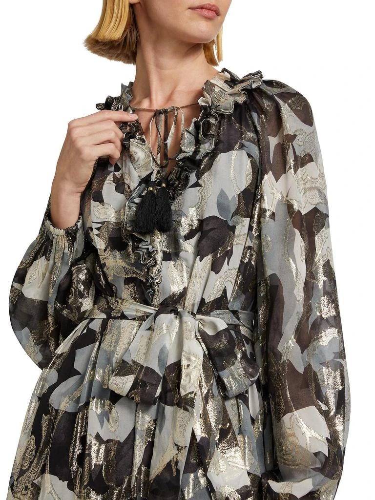 Kobi Halperin Jenson Metallic Floral Knee-Length Dress 5