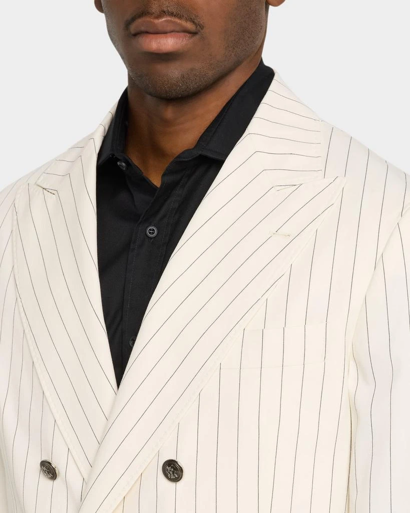 Brunello Cucinelli Men's Double-Breasted Pinstripe Sport Coat 7