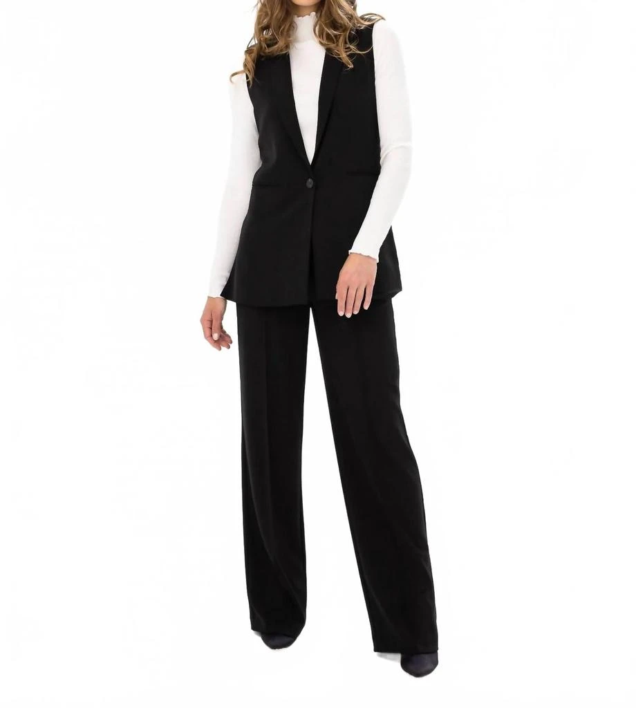 Renuar Women's Classic Wide Leg Trouser Pant In Black 3