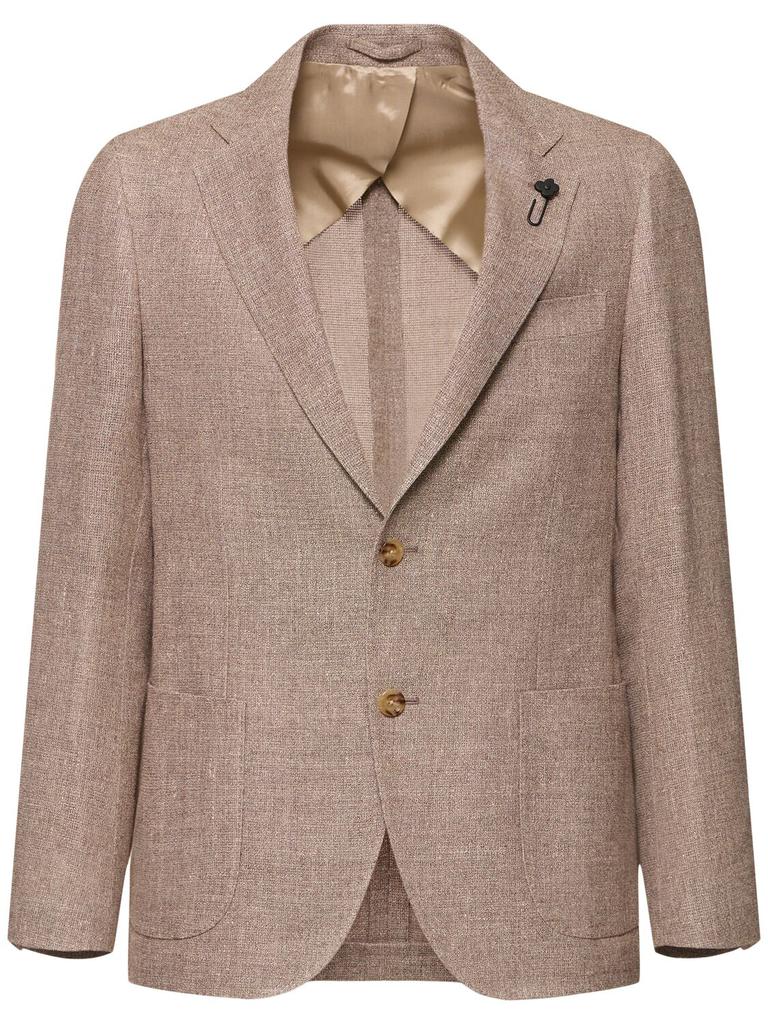 LARDINI Wool & Linen Single Breasted Blazer