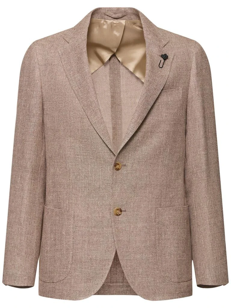 LARDINI Wool & Linen Single Breasted Blazer 1