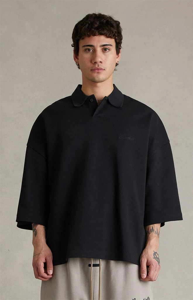 Essentials Vintage Black Signature ’90s Cropped Polo Shirt 2