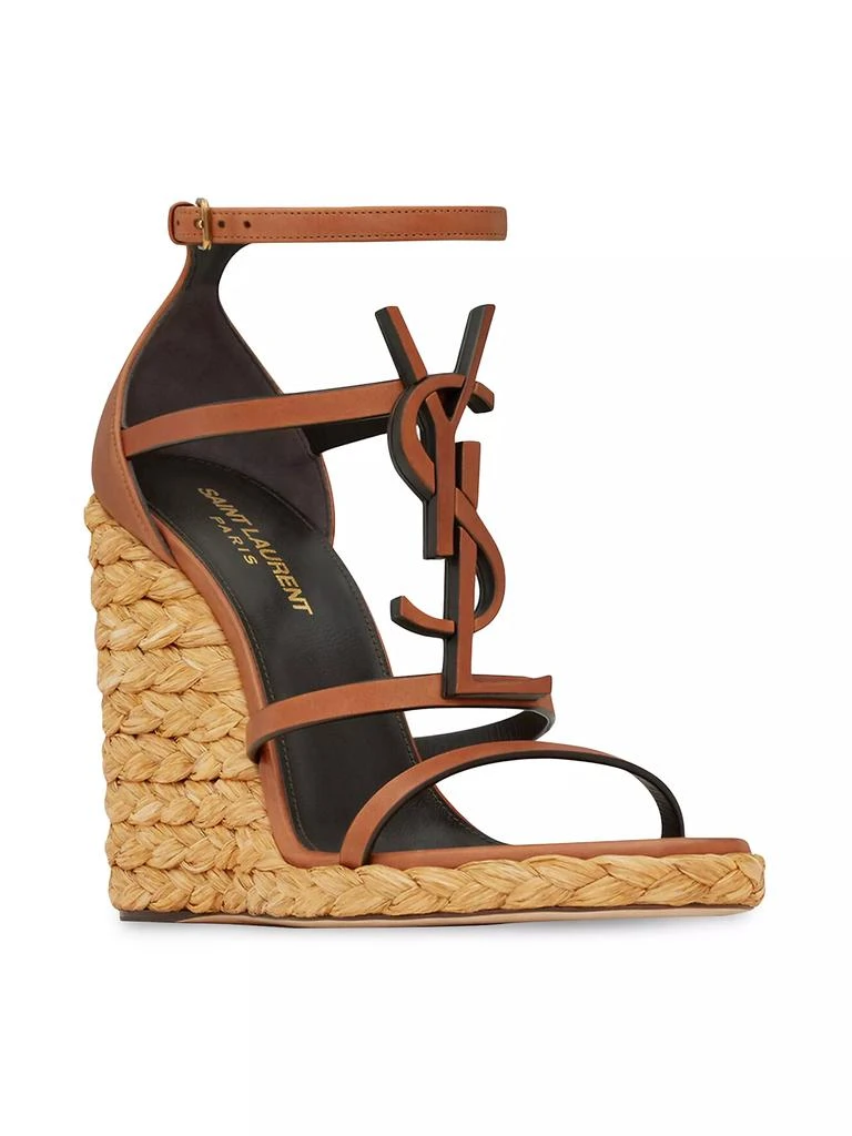 Yves Saint Laurent Cassandra Wedge Espadrilles in Smooth Vegetable-Tanned Leather with Monogram 2