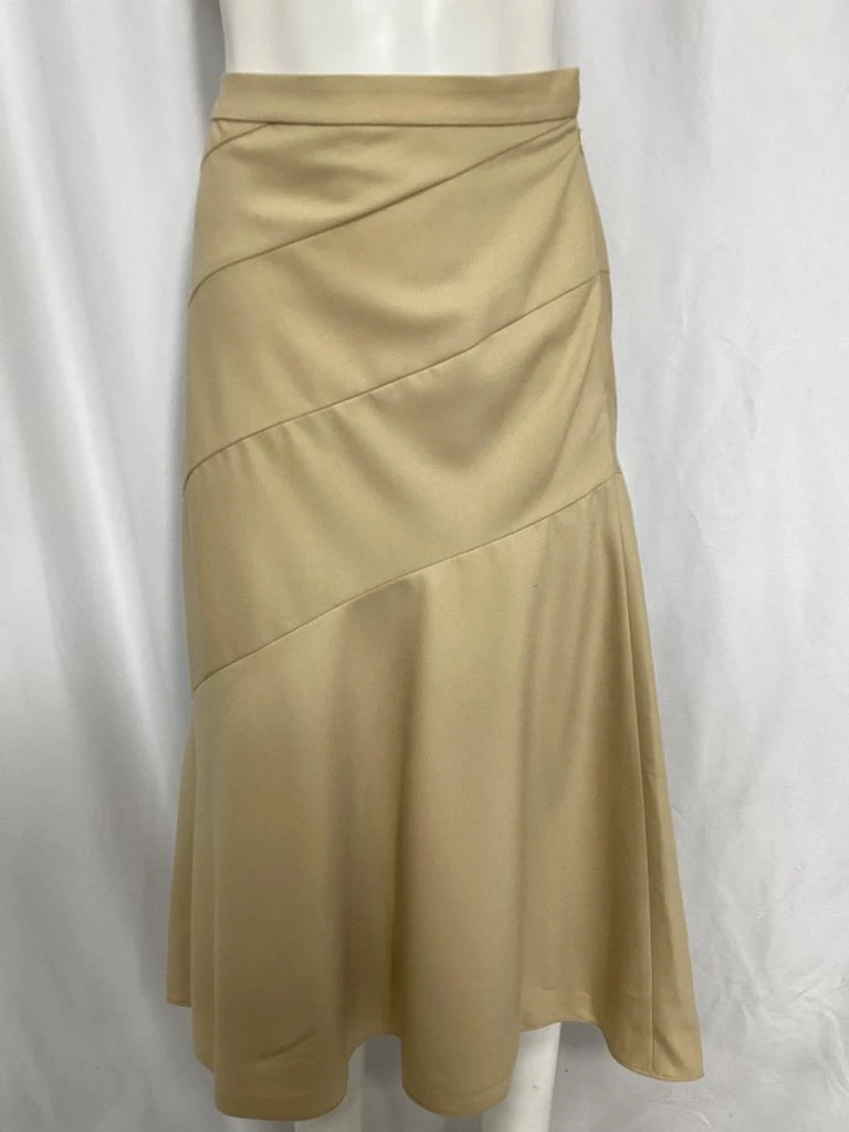 Theory Diagonal Flared Midi Skirt in Khaki Wool 6