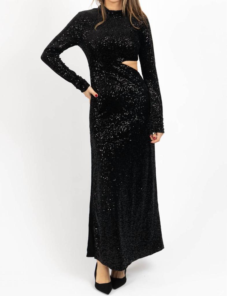 En Creme En Creme - ON THE FRITZ SEQUIN MOCKNECK MAXI DRESS