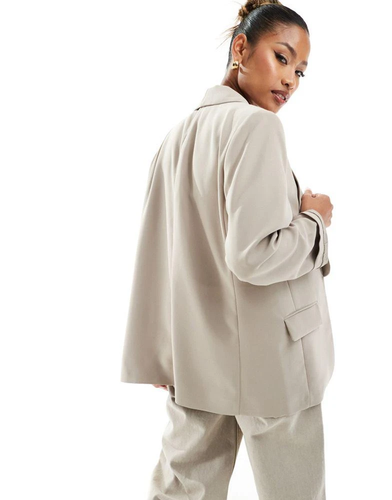 River Island River Island turn up sleeve blazer in beige 4