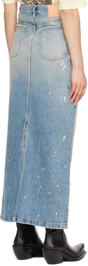 Acne Studios Blue Paint Splatter Denim Maxi Skirt 3
