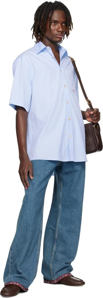 Valentino Blue Embroidered Cotton Shirt 4