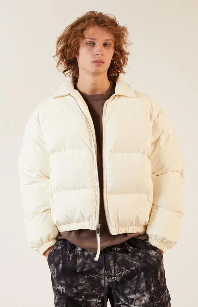 PacSun Cream Coaches Puffer Jacket 1