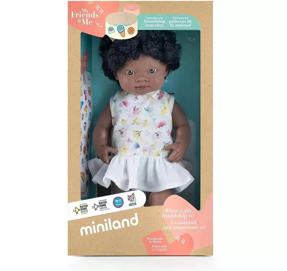 MINILAND My Friends and Me Collection African Baby Girl Doll with Black Hair - 15" 3