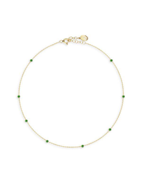 Gabi Rielle Timeless Treasures 14K Yellow Gold Vermeil & Emerald Crystal Choker Necklace
