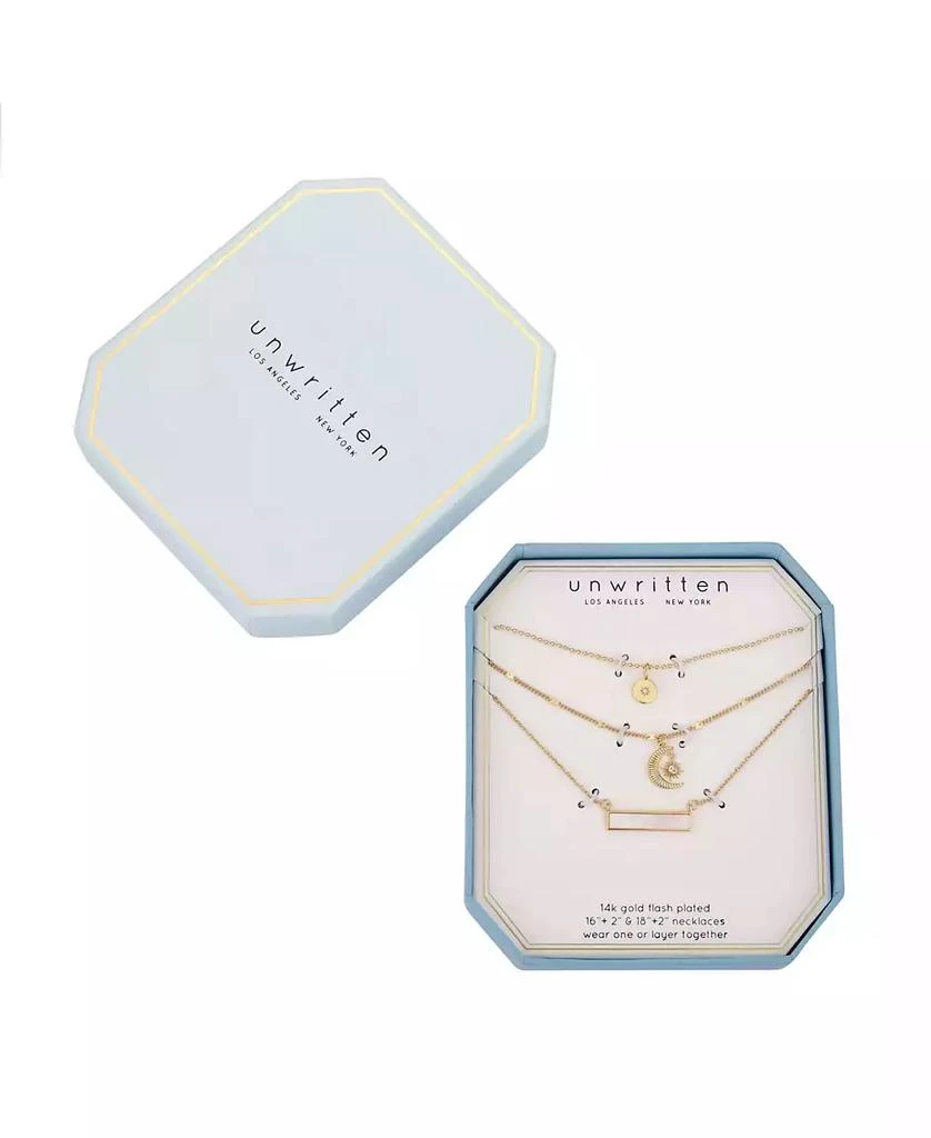 Unwritten 14K Gold Flash-Plated 3-Piece Celestial Layered Pendant Set 2