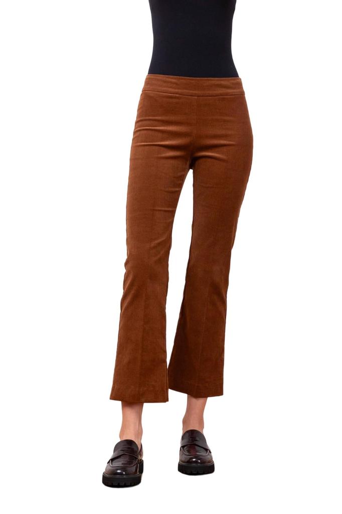 Avenue Montaigne Leo Corduroy Crop Pant In Cognac