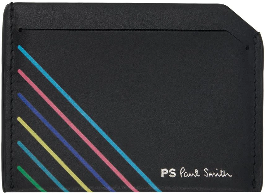 Paul Smith Black Leather 'Sports Stripe' Credit Card Holder 1