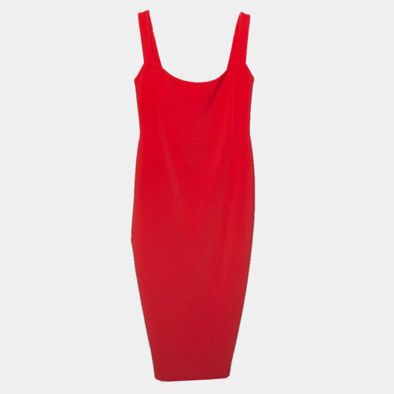 Nookie Nookie Cherry Red Stretch Crepe Sleeveless Sheath Dress S