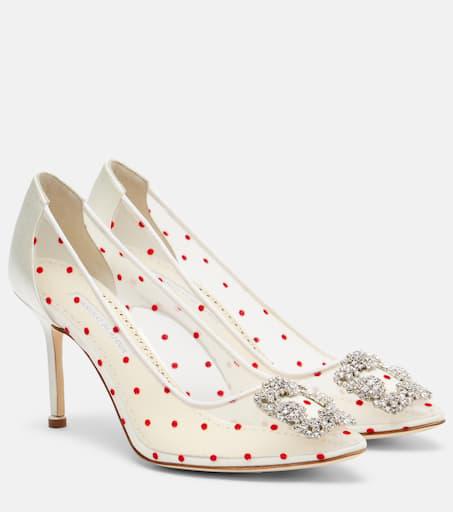 Manolo Blahnik Hangisi 90 polka-dot embellished pumps