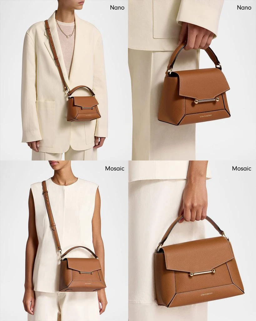 Strathberry Mosaic Nano Raffia & Leather Top-Handle Bag 7