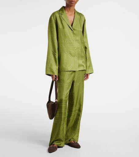 Totême Monogram silk twill wide-leg pants 2