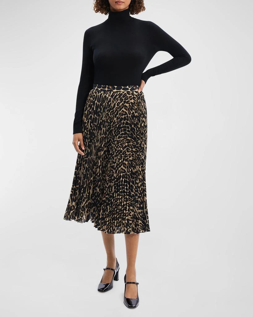 Theory Pleated Leopard-Print Midi Skirt 3