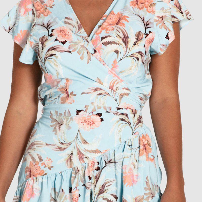 Belle & Bloom Love Shack Mini Wrap Dress Light Blue