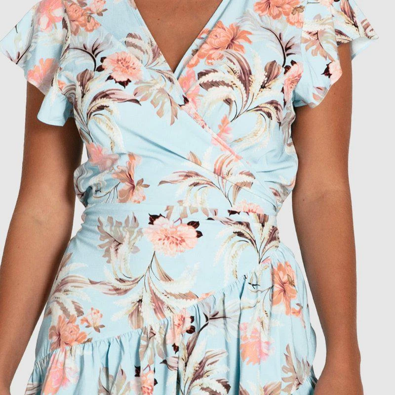 Belle & Bloom Love Shack Mini Wrap Dress Light Blue 2