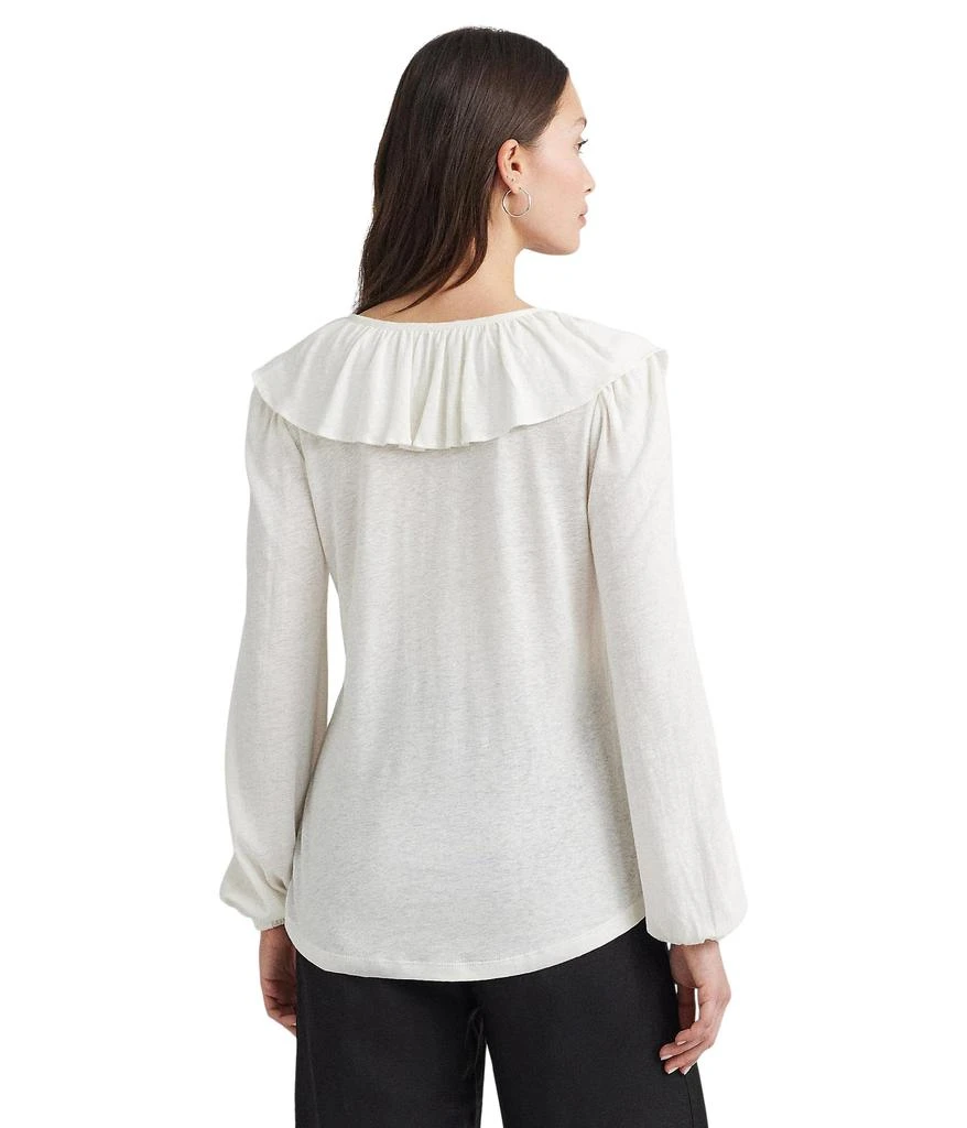 Ralph Lauren Ruffle-Trim Jersey Tie-Neck Top 2