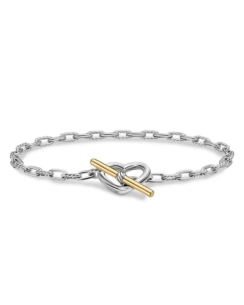 David Yurman DY Madison® Heart Toggle Chain Bracelet in Sterling Silver with 18K Yellow Gold, 3mm 1