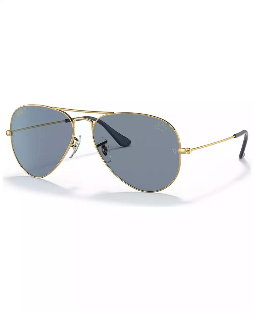 Ray-Ban Disney Unisex Polarized Sunglasses, RB3025 Aviator Mickey WDW50 58